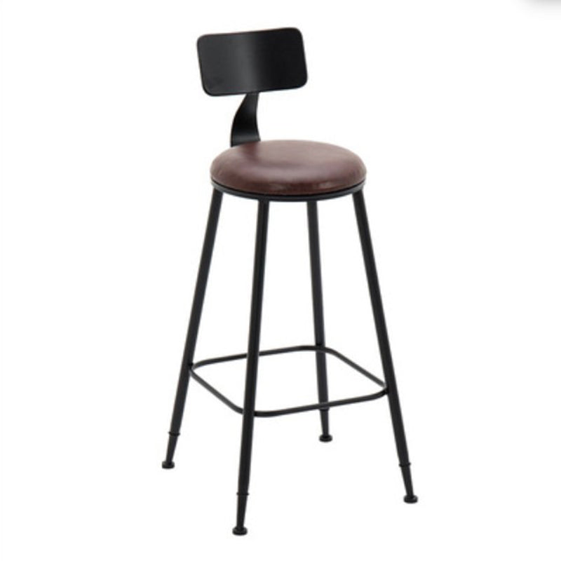 Indoor Industrial Style Barstool Iron 4 Legs Bar Stool with Pedal
