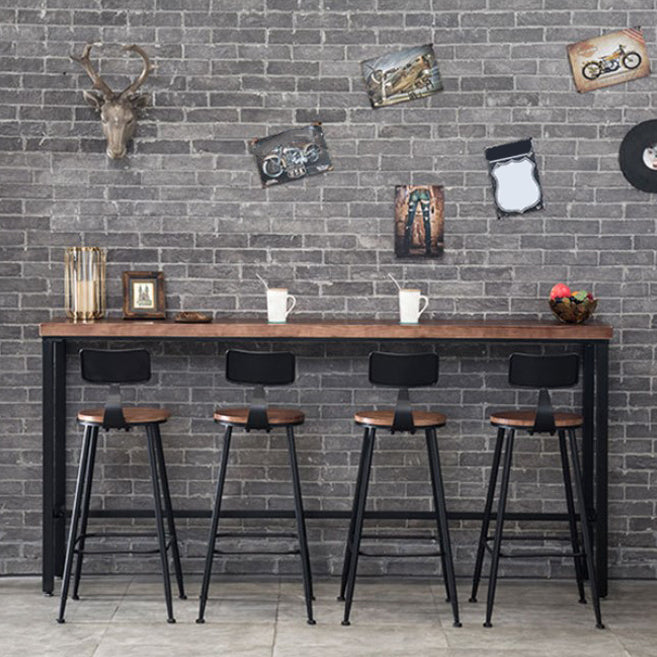 Indoor Industrial Style Barstool Iron 4 Legs Bar Stool with Pedal