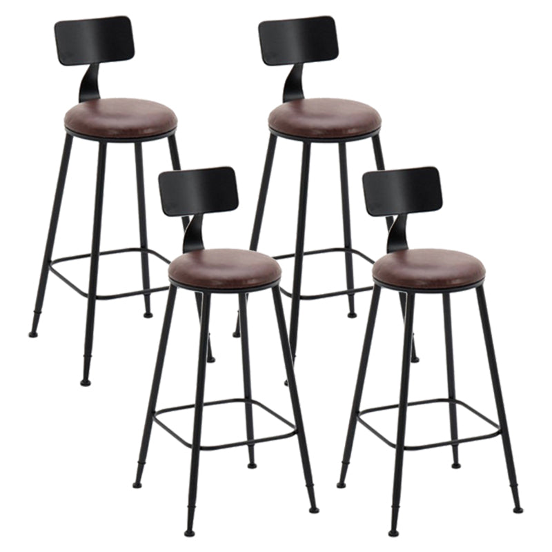 Indoor Industrial Style Barstool Iron 4 Legs Bar Stool with Pedal