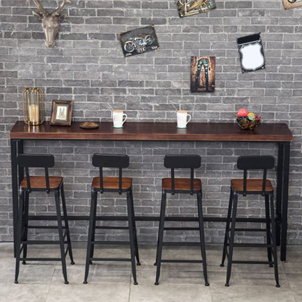 Indoor Industrial Style Barstool Iron 4 Legs Bar Stool with Pedal