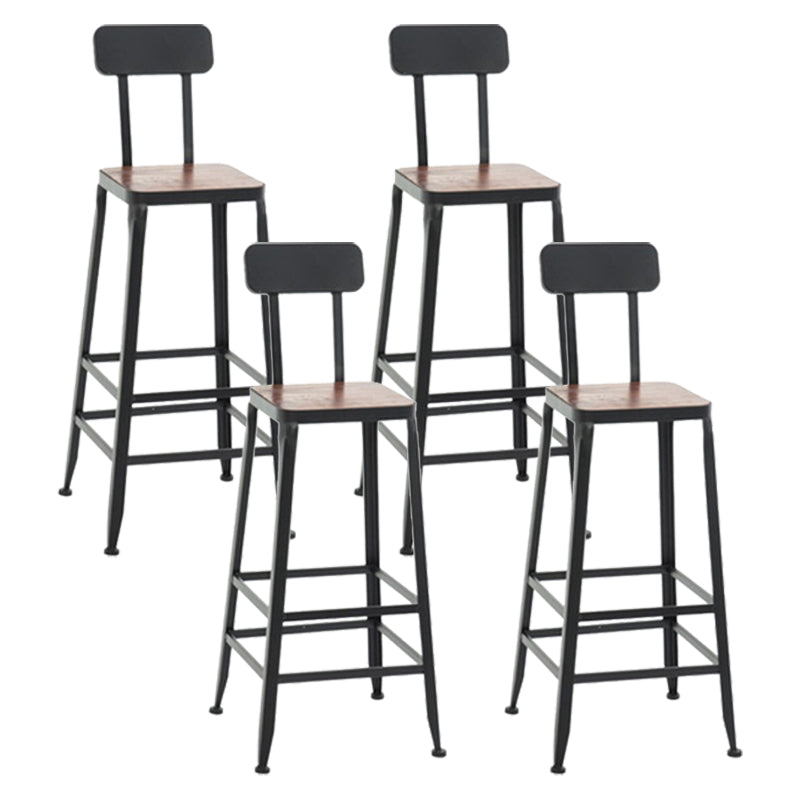 Indoor Industrial Style Barstool Iron 4 Legs Bar Stool with Pedal