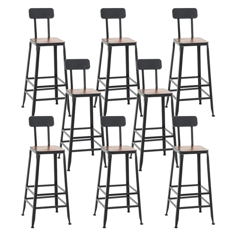 Indoor Industrial Style Barstool Iron 4 Legs Bar Stool with Pedal