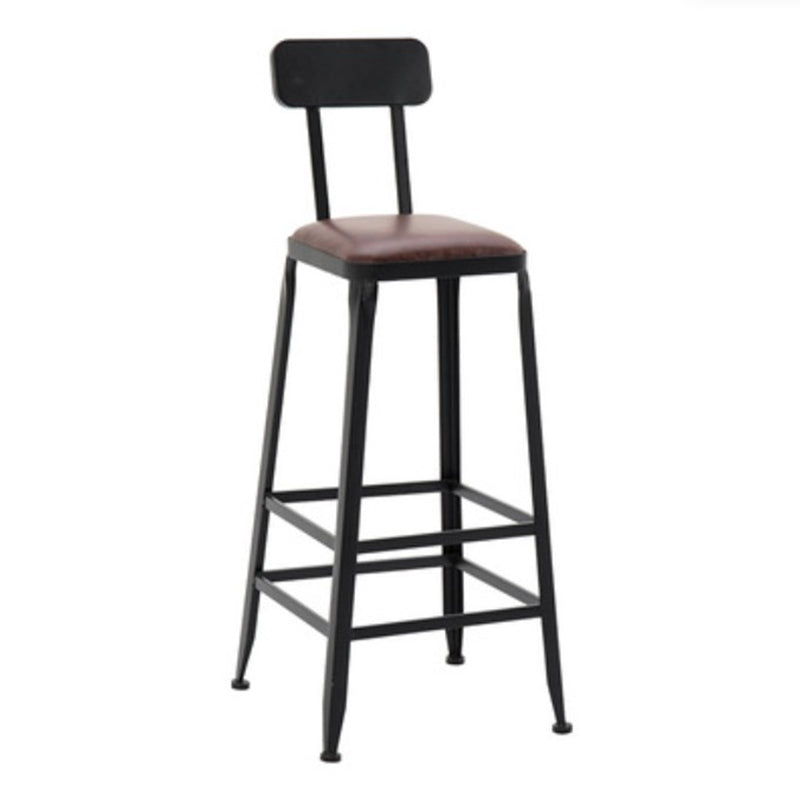 Indoor Industrial Style Barstool Iron 4 Legs Bar Stool with Pedal