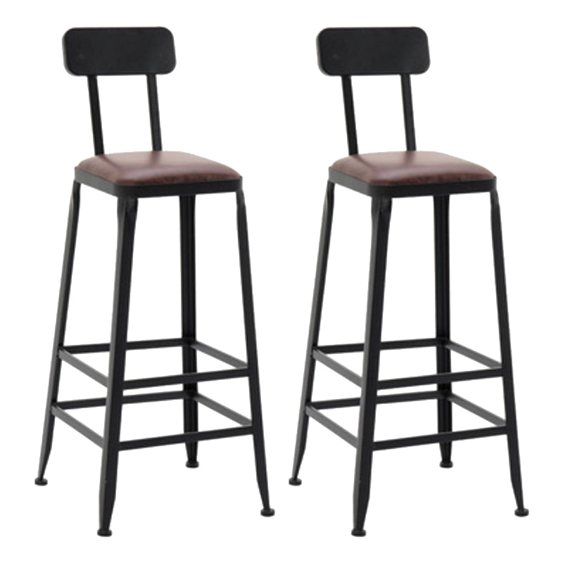 Indoor Industrial Style Barstool Iron 4 Legs Bar Stool with Pedal