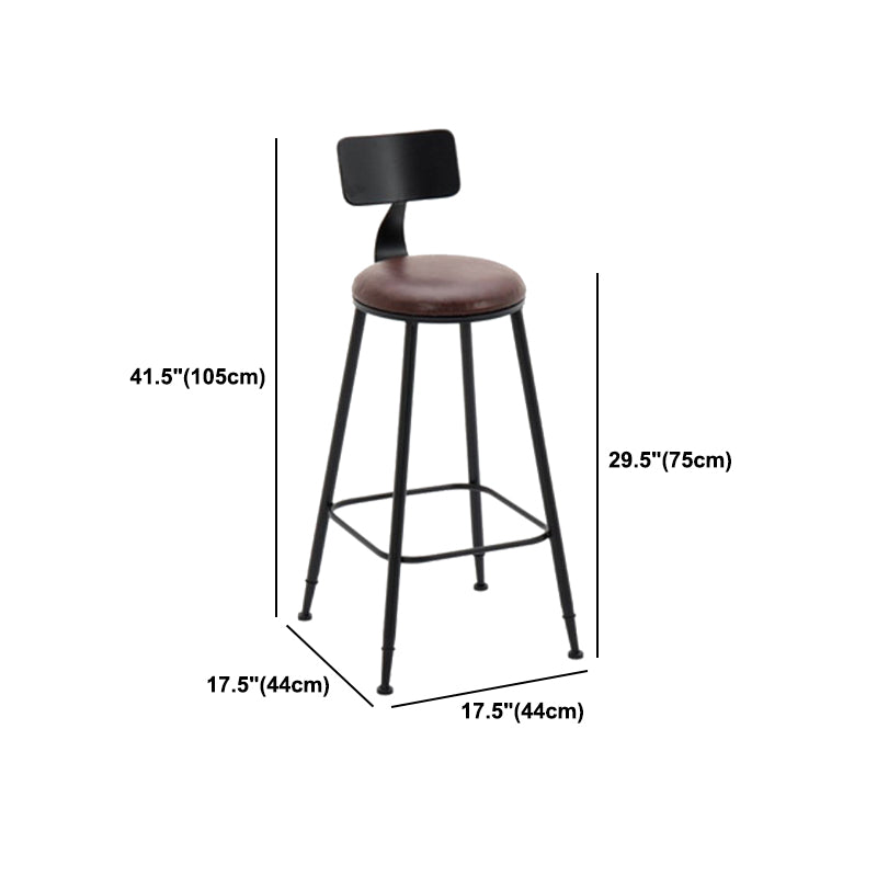 Indoor Industrial Style Barstool Iron 4 Legs Bar Stool with Pedal