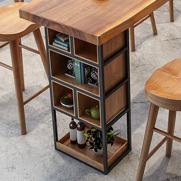 Modern 1/4/9 Pieces Bar Table Set Rectangle Pine Wood Counter Table with High Stools