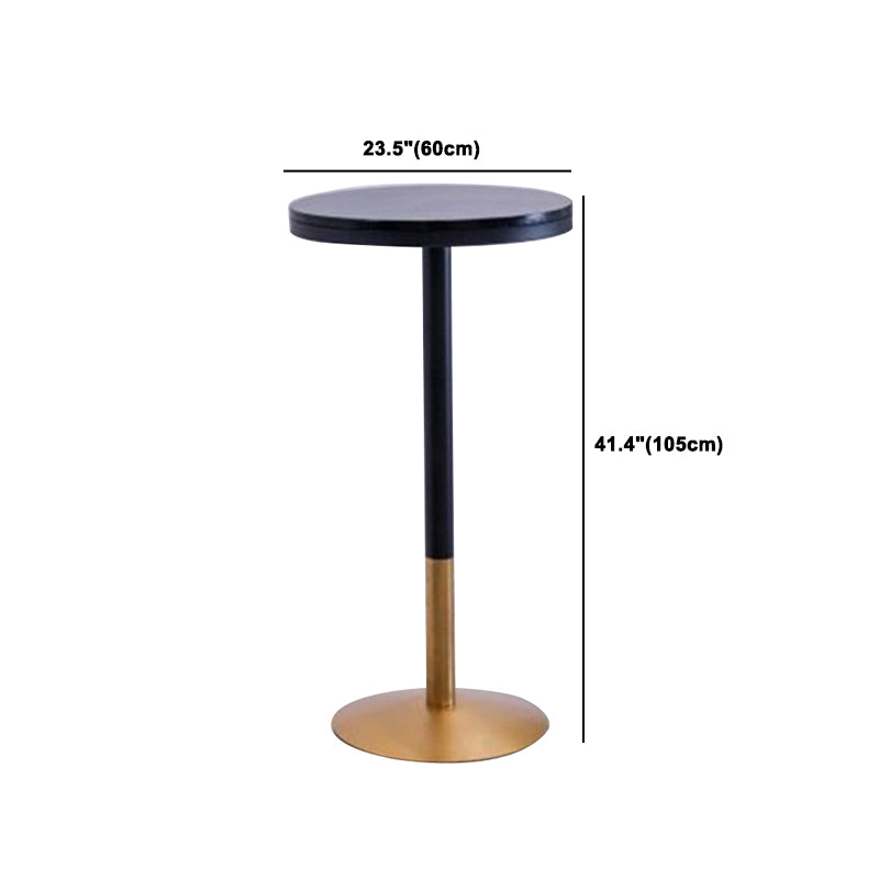 1/3/4 Pieces Glam Iron Bar Table Set Round Bistro Set with Black Faux Marble Top