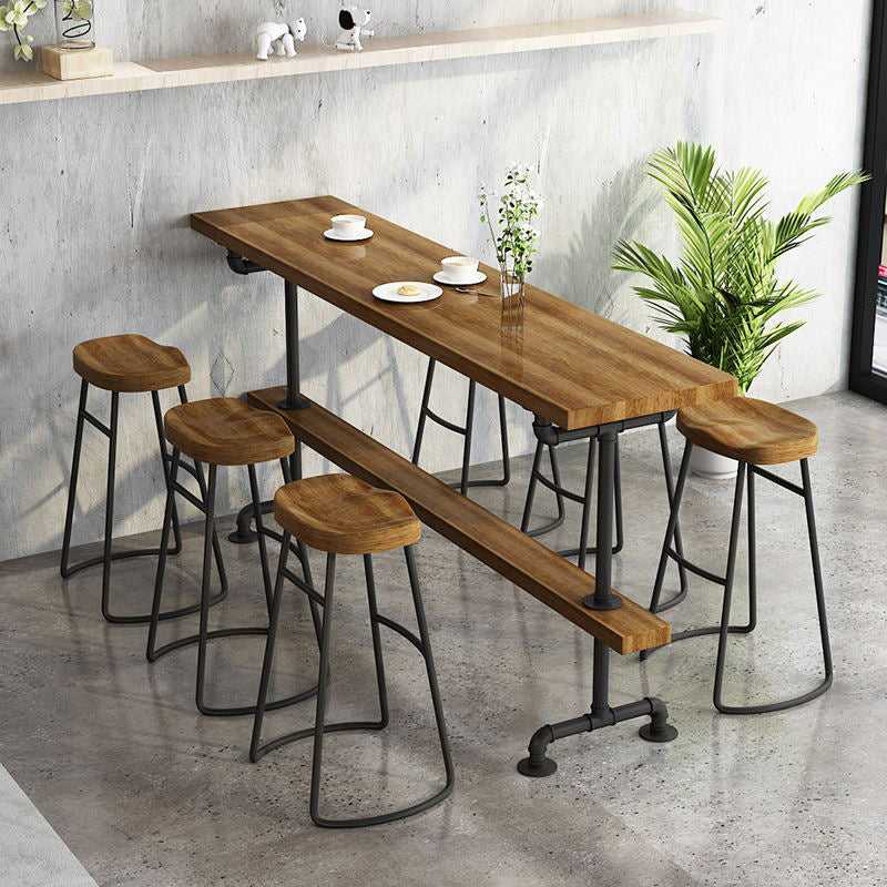 Modern Wood Bar Table Set 1/2/4/7 Pieces Rectangle Table and Stool Set