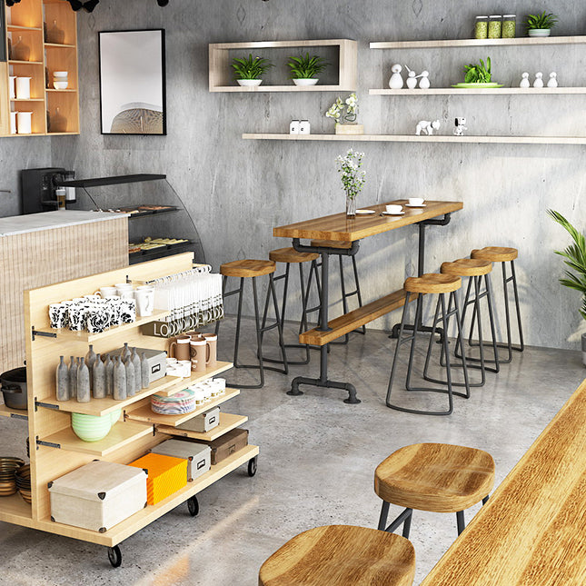 Modern Wood Bar Table Set 1/2/4/7 Pieces Rectangle Table and Stool Set