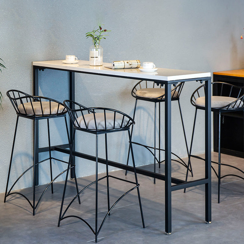 Industrial Rectangle Solid Wood Bar Table Set 1/5 Pieces Counter Table with Iron Stools