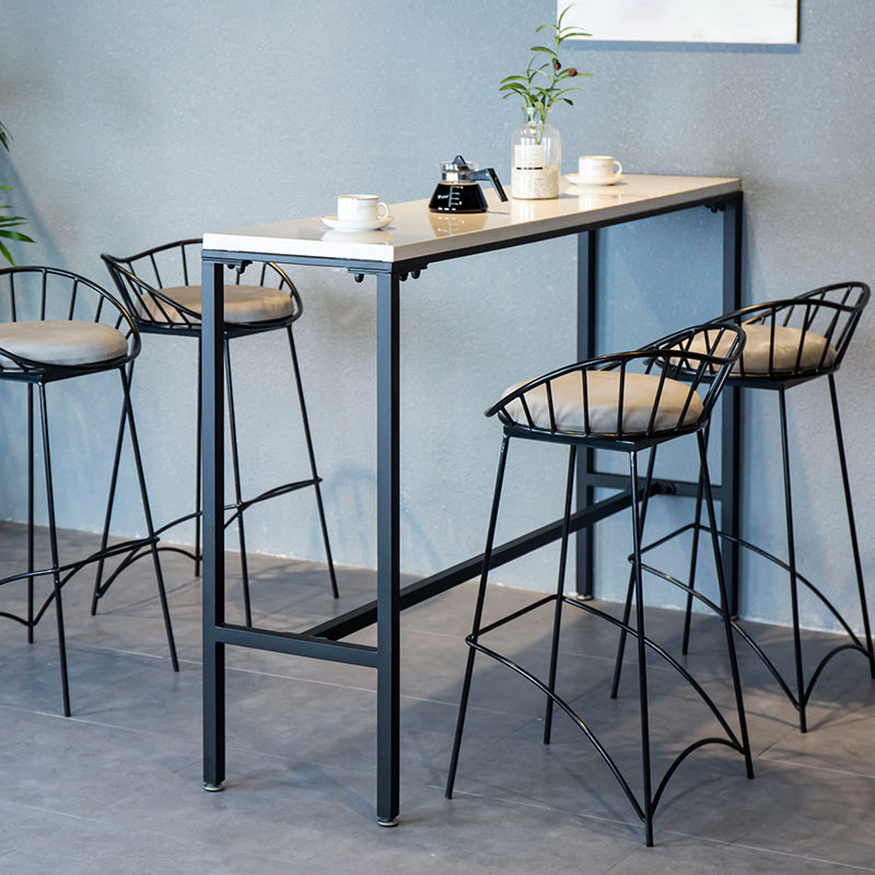 Industrial Rectangle Solid Wood Bar Table Set 1/5 Pieces Counter Table with Iron Stools