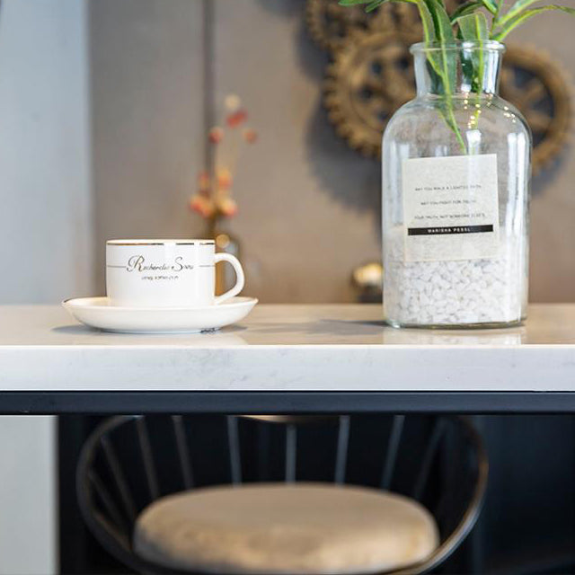 Industrial Rectangle Solid Wood Bar Table Set 1/5 Pieces Counter Table with Iron Stools