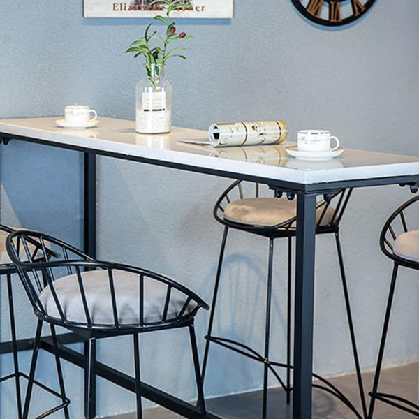 Industrial Rectangle Solid Wood Bar Table Set 1/5 Pieces Counter Table with Iron Stools