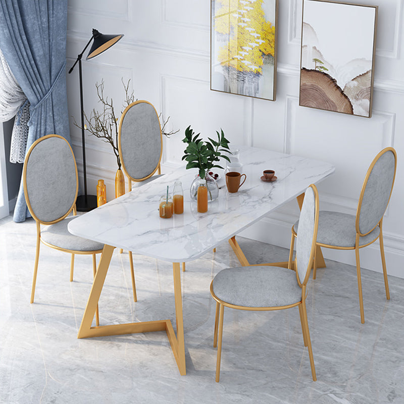 Nordic 1/5 Pieces Dining Set Rectangle Stone Dining Table for Dining Room Kitchen