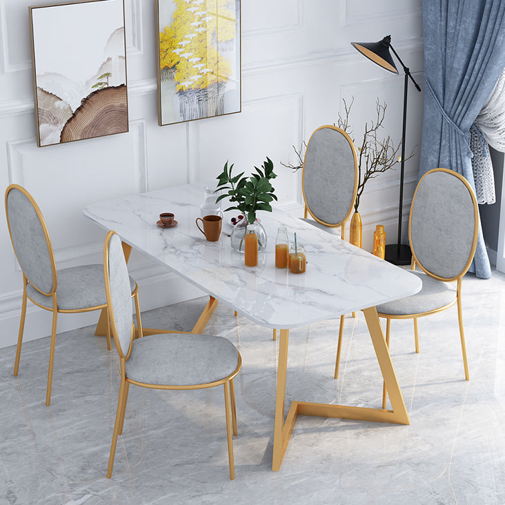 Nordic 1/5 Pieces Dining Set Rectangle Stone Dining Table for Dining Room Kitchen