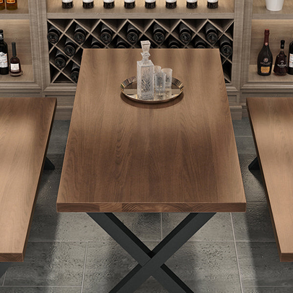 Industrial  1/3/4/5 Pieces Dining Set Rectangle Pine Wood Dining Table for Dining Room