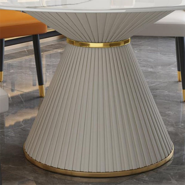 Stone Round Dining Table Contemporary Style Dining Site Table with Turntable
