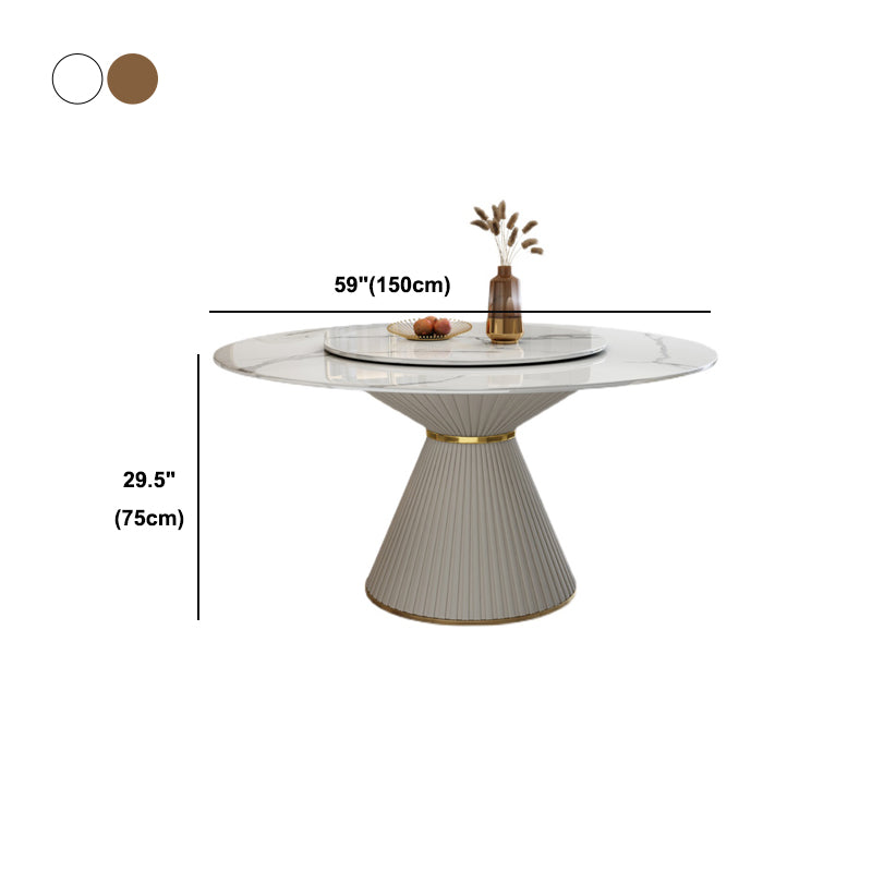 Stone Round Dining Table Contemporary Style Dining Site Table with Turntable
