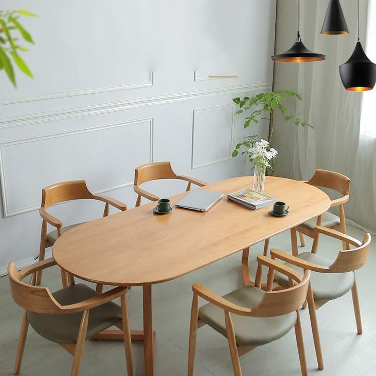 Contemporary Style Dining Table Solid Wood Oval Dinette Table for Home Kitchen