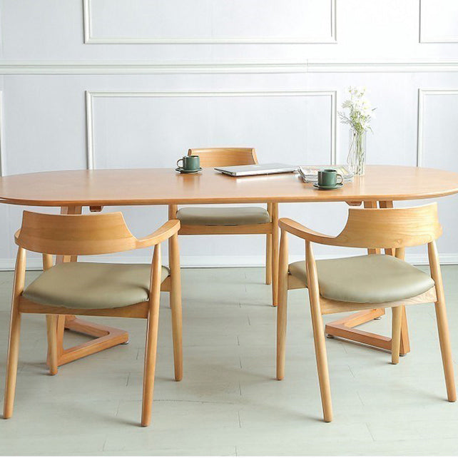 Contemporary Style Dining Table Solid Wood Oval Dinette Table for Home Kitchen