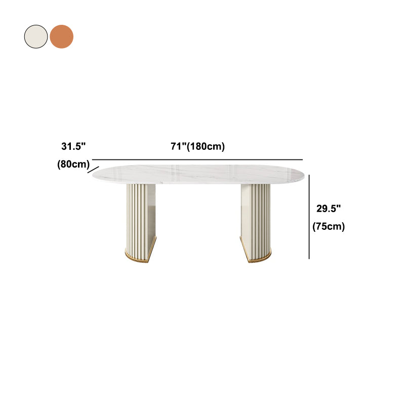 Traditional Luxury Dining Table Sintered Stone Double Pedestal Table for Home