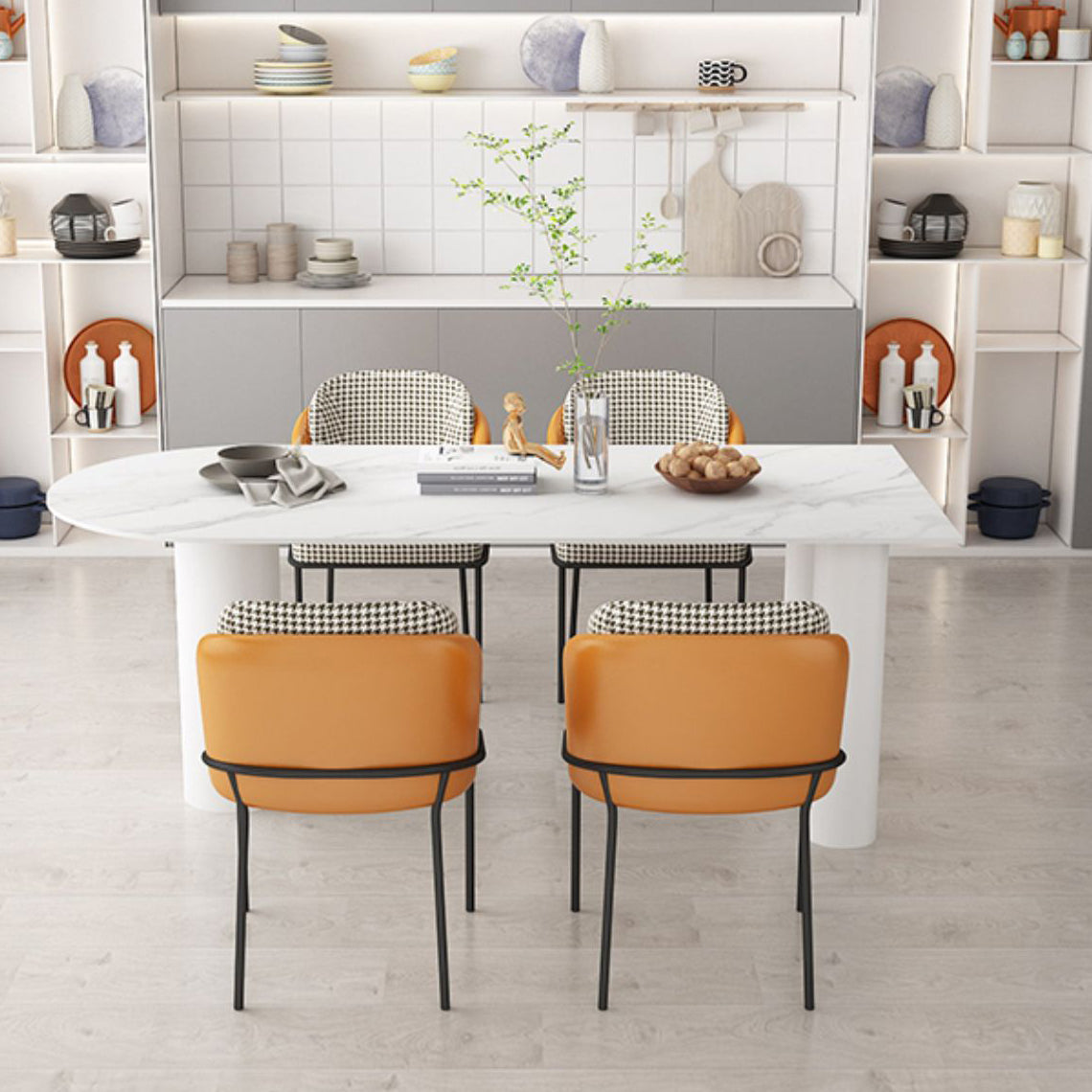 Simplicity Free Form Dining Table Sintered Stone Top Iron Base Home Kitchen Desk