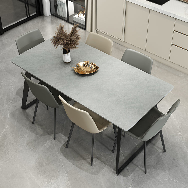 Modern Gray in Stone Table Rectangle Dining Room Table for Kitchen