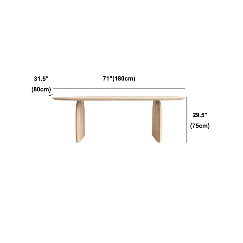 Contemporary Style Dining Table Oval Solid Wood Natural Dinette Table for Home Kitchen