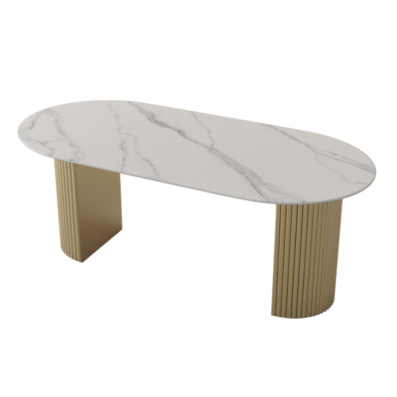 Traditional Luxury Dining Table Oval Home Table with Gold Base