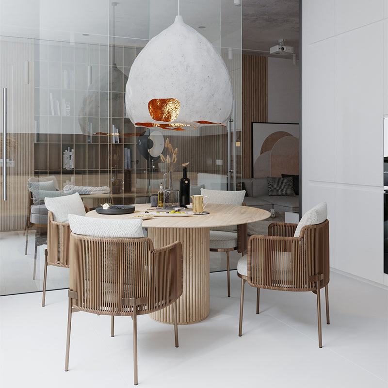 Contemporary Style Dining Table Round Solid Wood Dinette Table for Home Kitchen