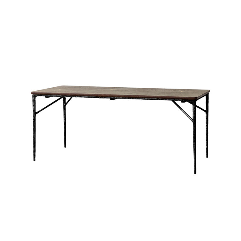 Luxury Oak Wood Table for Restaurant Rectangle Dining Table with Metal 4 Legs