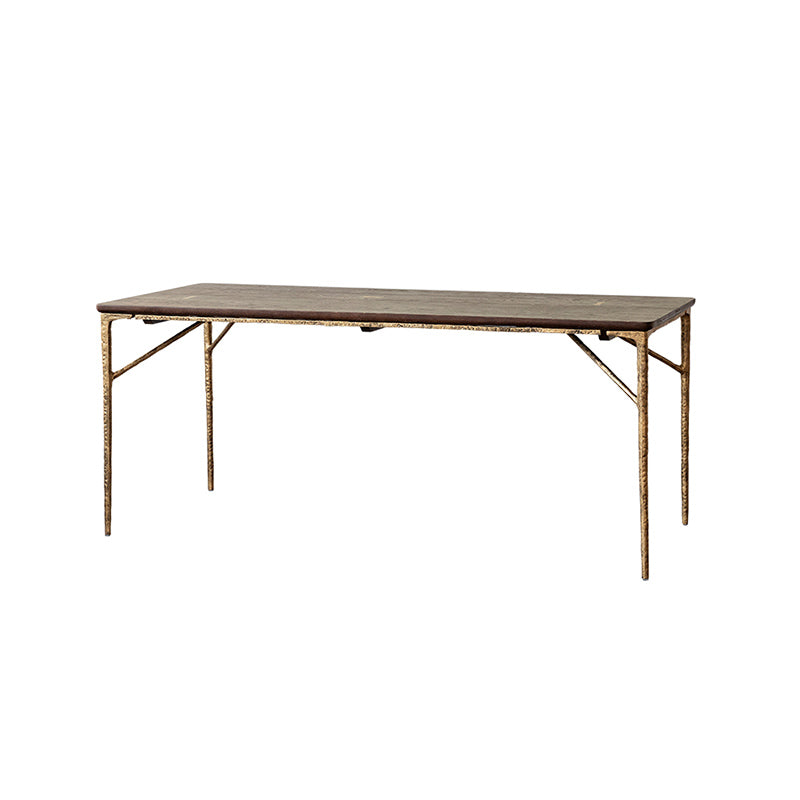Luxury Oak Wood Table for Restaurant Rectangle Dining Table with Metal 4 Legs
