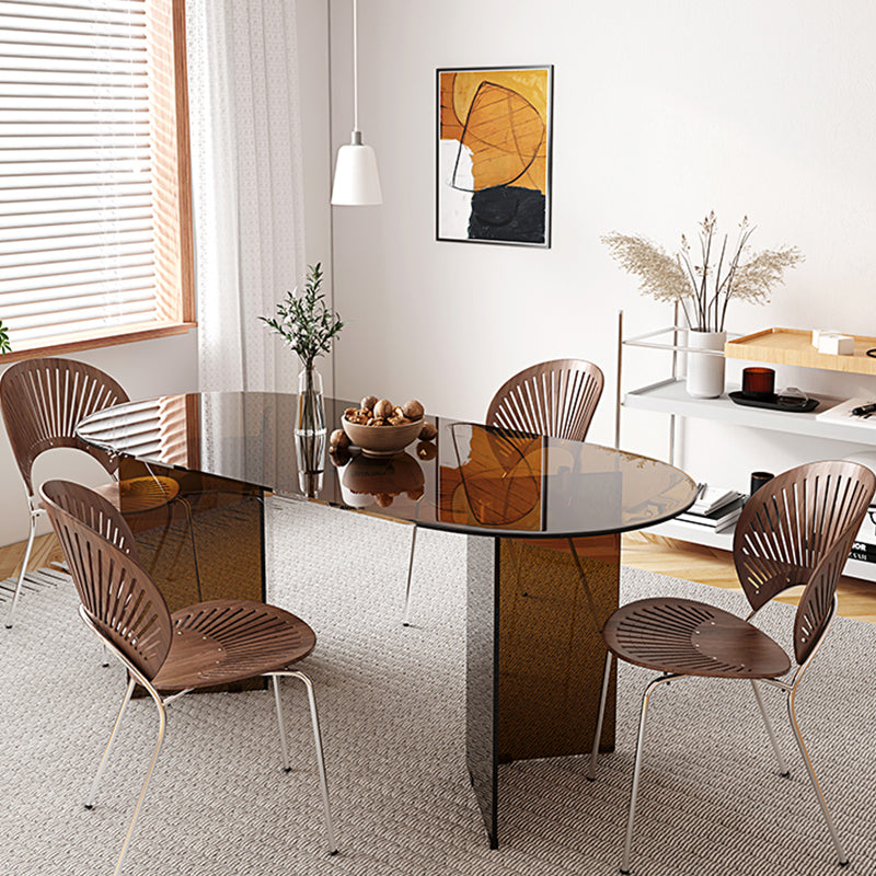 Oval Glass Dining Table Simplicity Double Pedestal Table for Dining Room