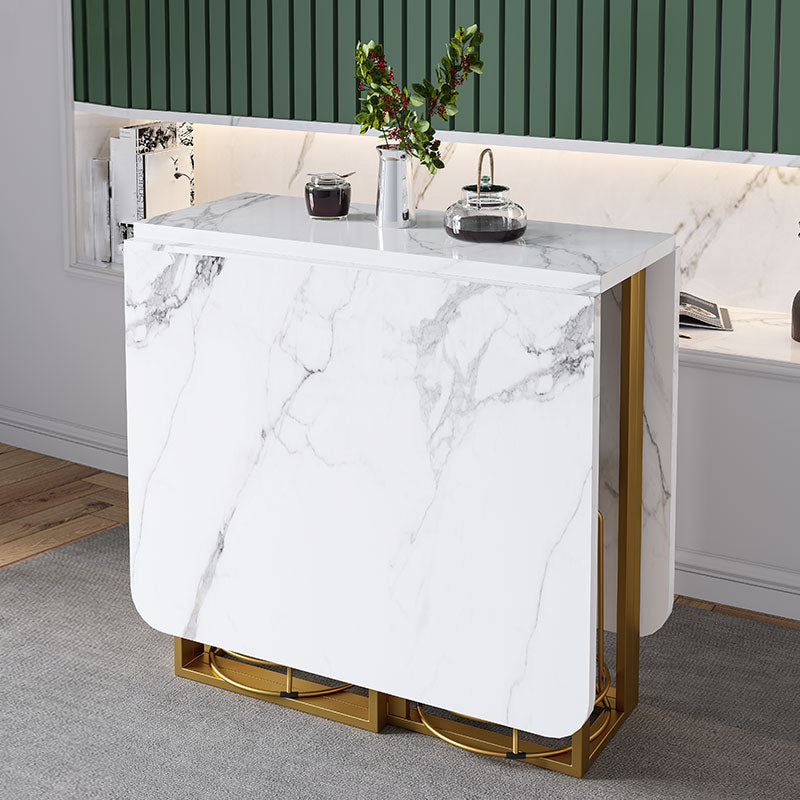 Modern Foldable White Table for Restaurant Rectangle Table with Trestle Base