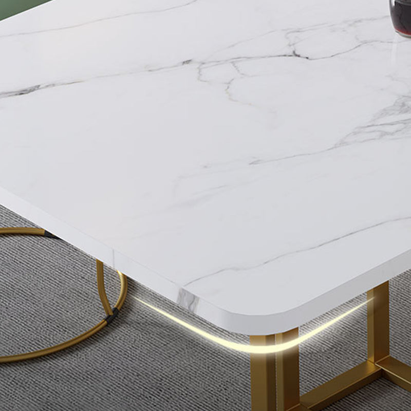 Modern Foldable White Table for Restaurant Rectangle Table with Trestle Base