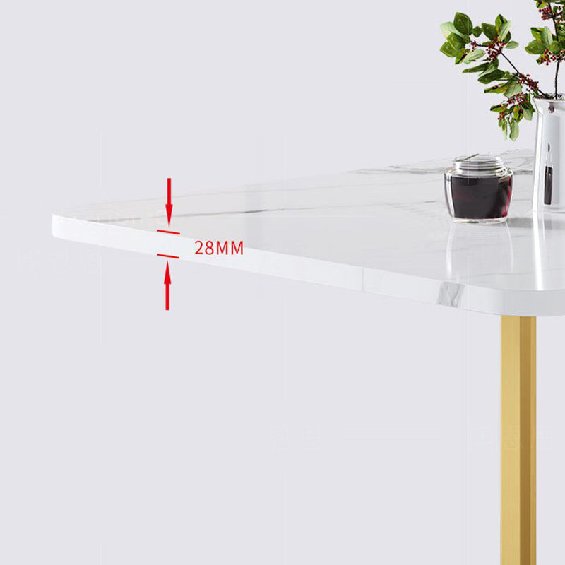 Modern Foldable White Table for Restaurant Rectangle Table with Trestle Base