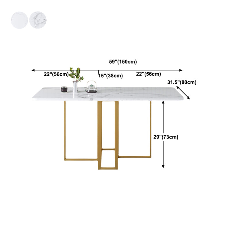 Modern Foldable White Table for Restaurant Rectangle Table with Trestle Base