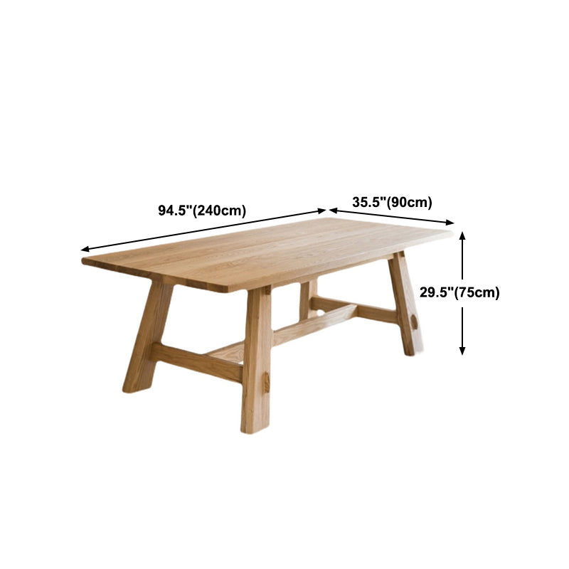 Modern Pine Wood Table for Restaurant Rectangle Kitchen Table with Trestle Base