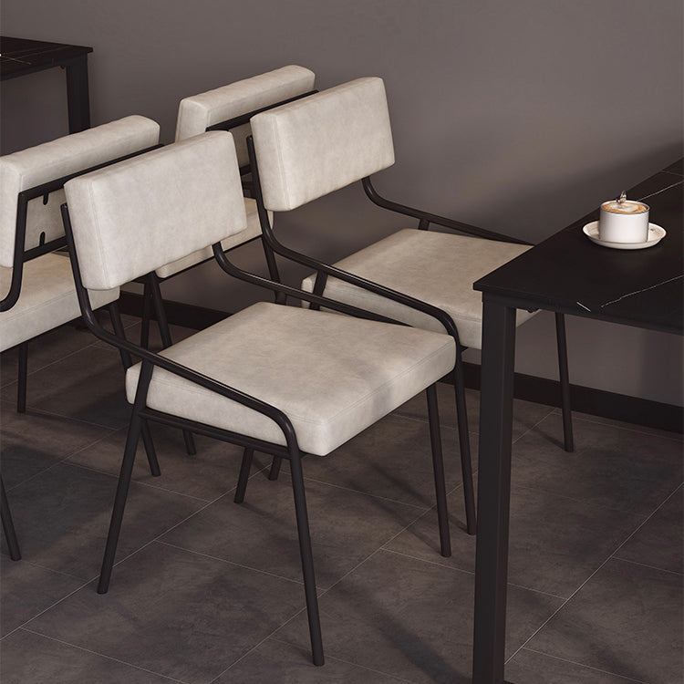 Industrial PU Leather Dining Chair Open Back Upholstered Dining Side Chair