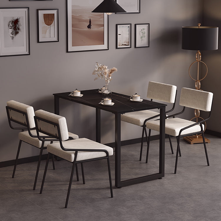 Industrial PU Leather Dining Chair Open Back Upholstered Dining Side Chair