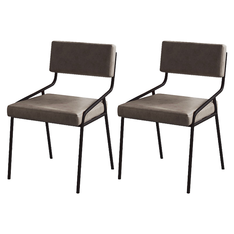 Industrial PU Leather Dining Chair Open Back Upholstered Dining Side Chair