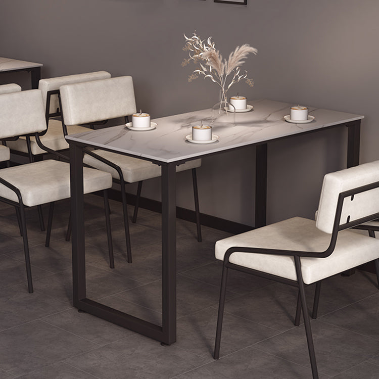 Industrial PU Leather Dining Chair Open Back Upholstered Dining Side Chair