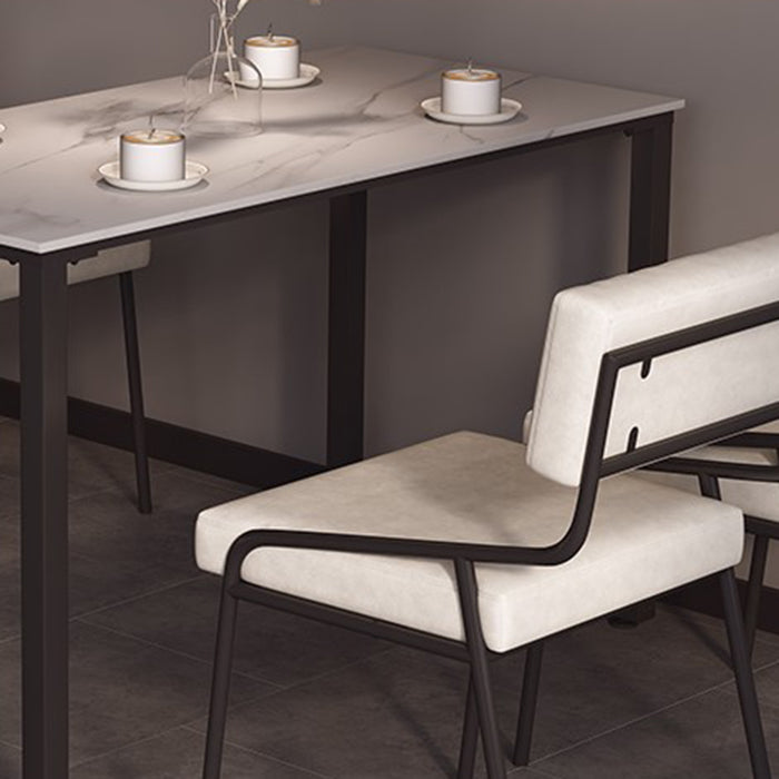 Industrial PU Leather Dining Chair Open Back Upholstered Dining Side Chair