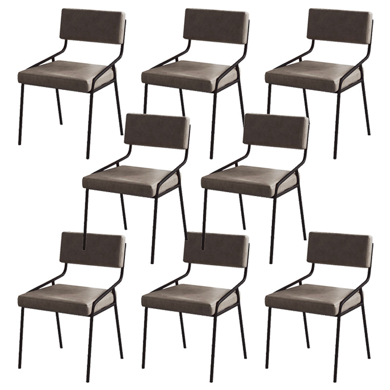 Industrial PU Leather Dining Chair Open Back Upholstered Dining Side Chair