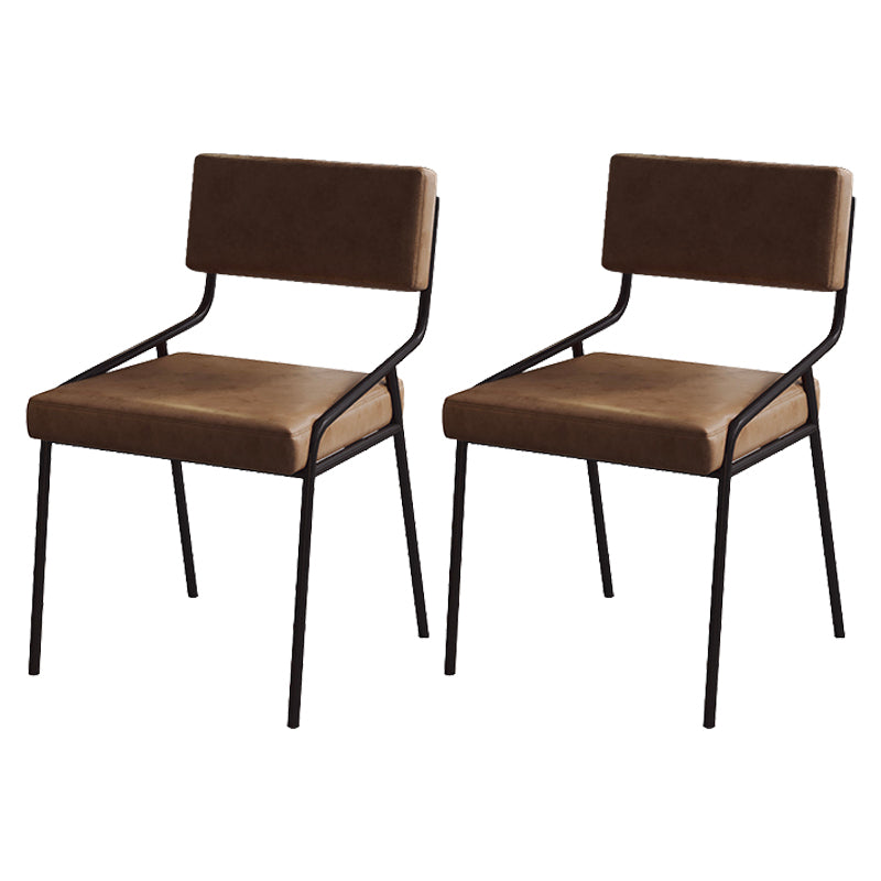 Industrial PU Leather Dining Chair Open Back Upholstered Dining Side Chair