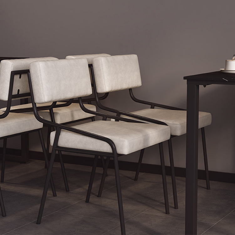 Industrial PU Leather Dining Chair Open Back Upholstered Dining Side Chair