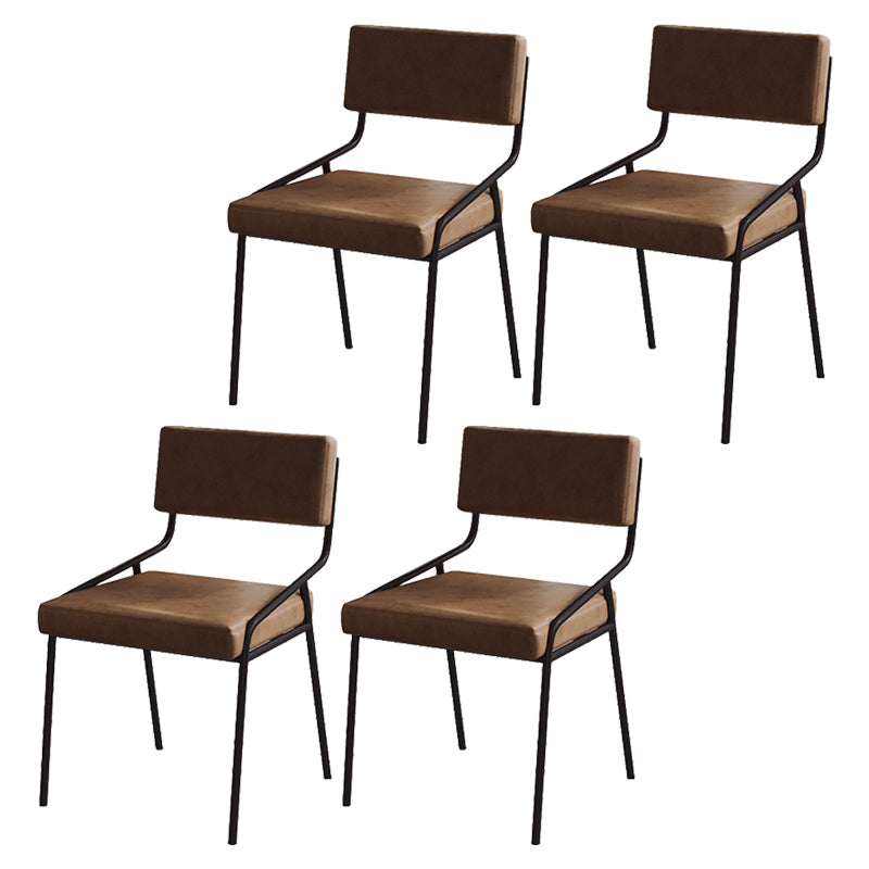 Industrial PU Leather Dining Chair Open Back Upholstered Dining Side Chair