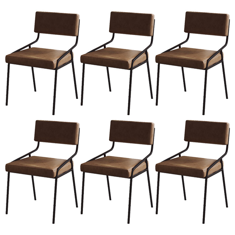 Industrial PU Leather Dining Chair Open Back Upholstered Dining Side Chair