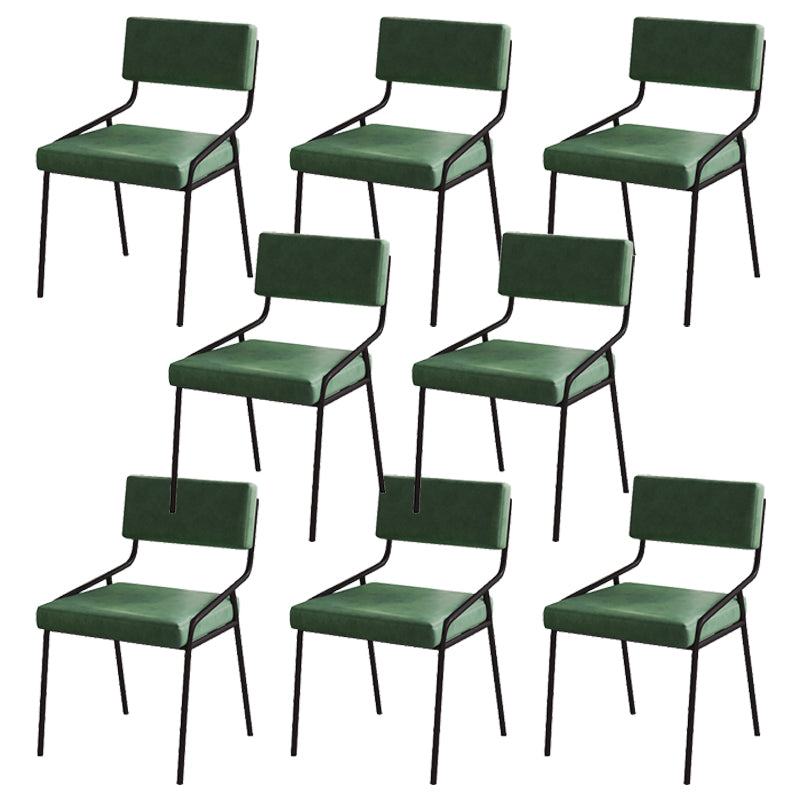 Industrial PU Leather Dining Chair Open Back Upholstered Dining Side Chair