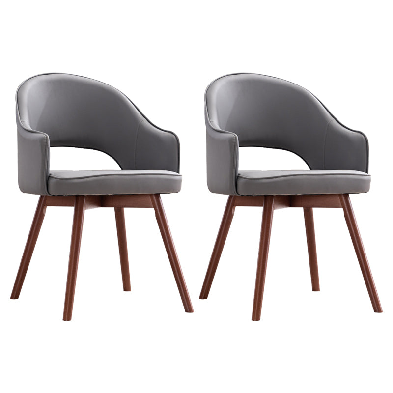 Modern Linen Dining Chair Open Back Dining Side Furniture with Wood Legs in Matte Finish